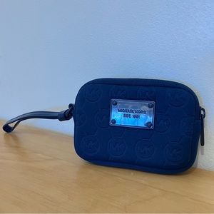 Michael Kors blue quilted mini wristlet